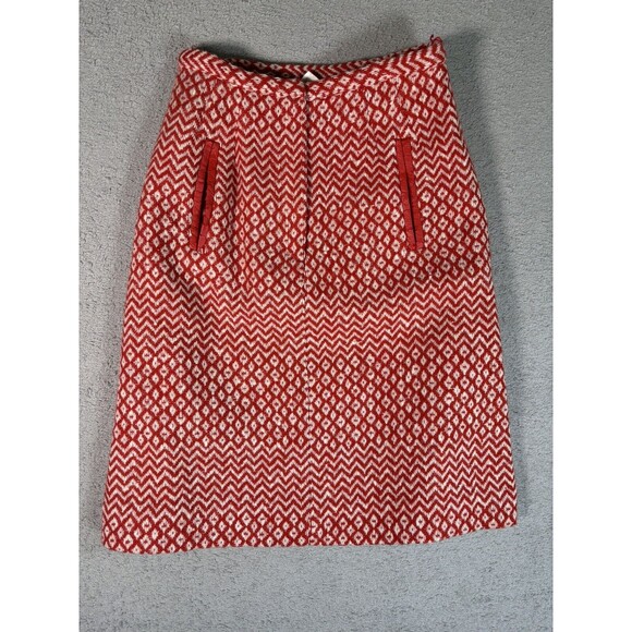 VTG Country Set Union Made Red White Knitted Diamond Geometric 24” Waist Skirt - Picture 2 of 11